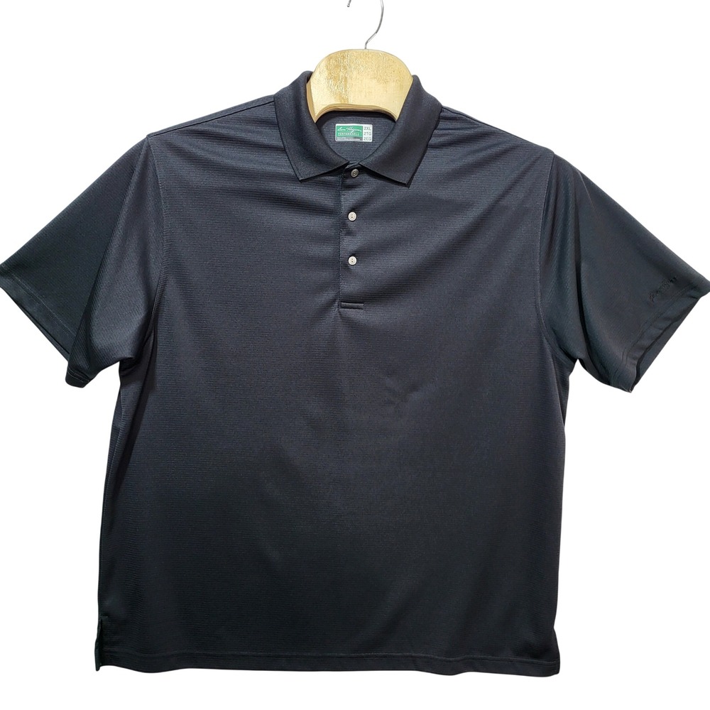 Ben‎ Hogan Performance Mens 2XL Black Textured Stripe Short Sleeve Golf Polo
